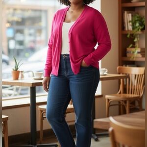 New York & Company Fuchsia Cardigan